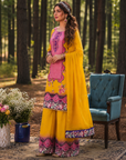 Mustard Yellow floral printed kurta set