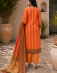 Orange striped 3-piece kurta set