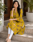Mustard Yellow printed kurti