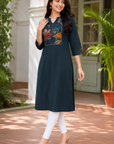 Navy blue printed kurti