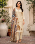 Pure Jamdani Straight Kurta Set with Figure Work & Digital Print Cotton Dupatta