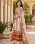 Elegant Chinon Hand Work Printed Kurta Set with Dupatta