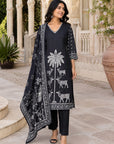 Pure Maslin Black Kurta Set with Dupatta
