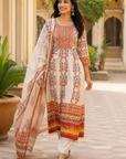 Elegant Chinon Hand Work Printed Kurta Set with Dupatta