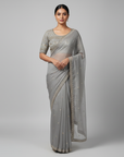 GREY DESIGNER SAREE WITH WORK BLOUSE