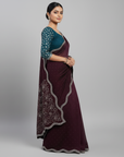 DESIGNER STONE SAREE WITH STONE WORK BLOUSE PIECE
