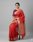 BANARASI SOFT SILK SAREE WITH UNSTITCHED BLOUSE PIECE