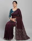 DESIGNER STONE SAREE WITH STONE WORK BLOUSE PIECE
