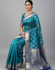 PREMIUM BLUE TISSUE SILK SAREE