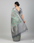 PREMIUM TISSUE SILK SAREE WITH DESIGNER BLOUSE UNSTITCHED