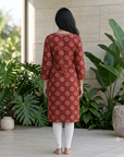 Maroon printed straight kurti