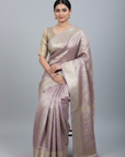 KANJIVARAM SILK SAREES-LAVENDER WITH SILVER ZARI WORK