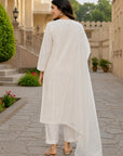 Off-white embroidered 3-piece kurta set