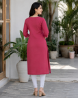 Rose pink floral printed straight kurti