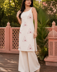 Off-white printed kurti with palazzo set