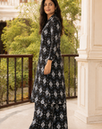 Black printed kurta plazzo set
