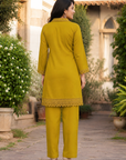 Mustard Yellow solid kurta pant set