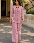 Dusty pink embroidered co-ord set
