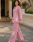 Dusty pink embroidered co-ord set