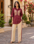 Beige embroidered co-ord set