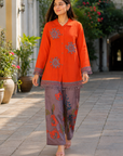 Orange embroidered shirt co-ord set