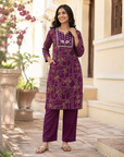 Purple cotton printed co-ord set