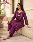 Purple cotton printed co-ord set