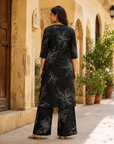 Black floral printed cotton kurta & Palazzo co-ord set