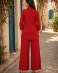 Red embroidered co-ord set