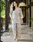 Beige & white printed co-ord set
