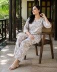 Beige & white printed co-ord set