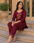 Maroon floral printed co-ord set
