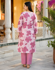 Pink floral printed kurta pant set