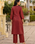 Peach embroidered kurta pant set
