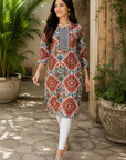 Multicolor printed straight kurti