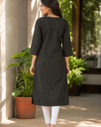 Army Green printed straight kurti