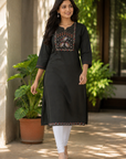 Army Green printed straight kurti