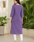 Lavender embroidered straight kurti