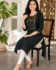 Army Green embroidered straight kurti