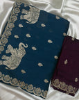 LUXURY DESIGNER SAREE WITH HEAVY EMBROIDERY WORK