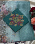PREMIUM TISSUE SILK SAREE WITH DESIGNER BLOUSE UNSTITCHED