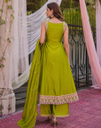 Olive green anarkali kurta set with dupatta