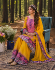 Mustard Yellow floral printed kurta set