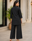 Black roman silk handwork co-ord set