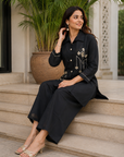 Black roman silk handwork co-ord set