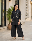 Black roman silk handwork co-ord set