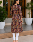 Brown & beige printed kurti