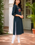 Navy blue printed kurti