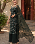 Green printed 3-piece kurta set