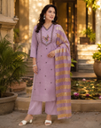 Lavender embroidered kurta set